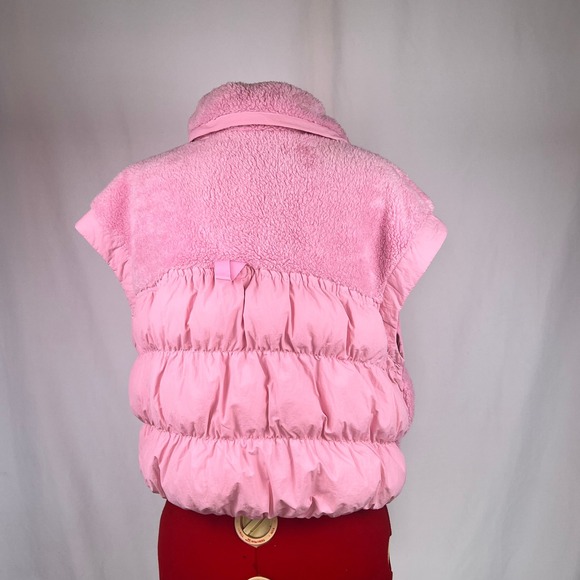 JoyLab Women's High Pile Puffer Mix Vest Pink Faux Shearling Zip XL Oversized - Picture 3 of 5
